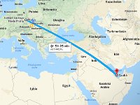 Průběh cesty  Let Praha - Doha trval asi 5,5 hodiny.